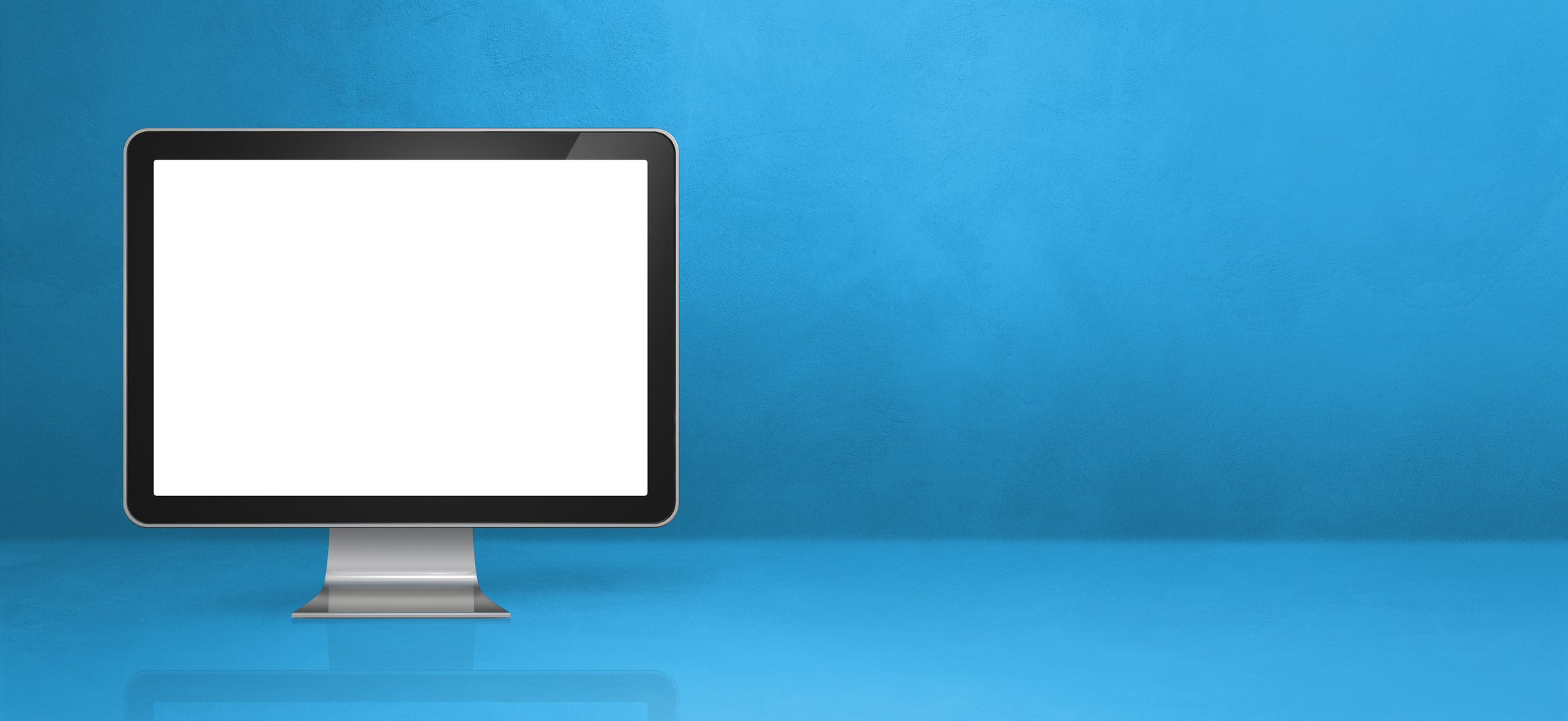 Computer Monitor on Blue Background 